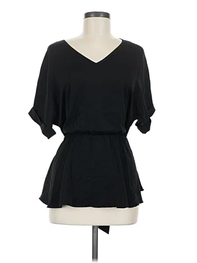 Pre-owned Unbranded Short Sleeve Blouse In Black