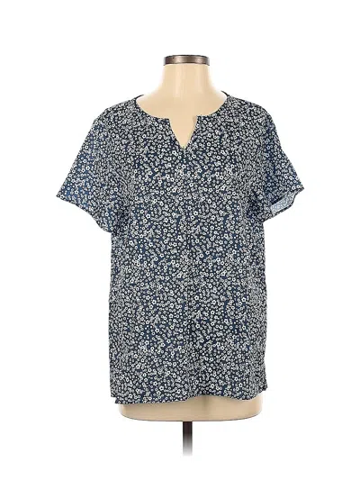 Pre-owned Unbranded Short Sleeve Blouse In Blue