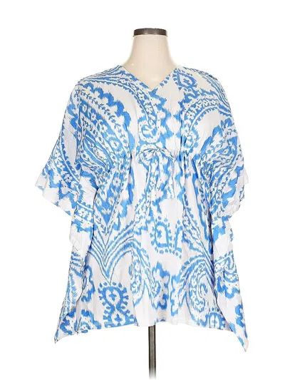 Pre-owned Unbranded Short Sleeve Blouse In Blue