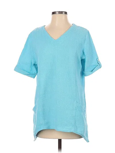 Pre-owned Unbranded Short Sleeve Blouse In Blue