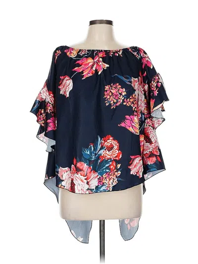 Pre-owned Unbranded Short Sleeve Blouse In Blue