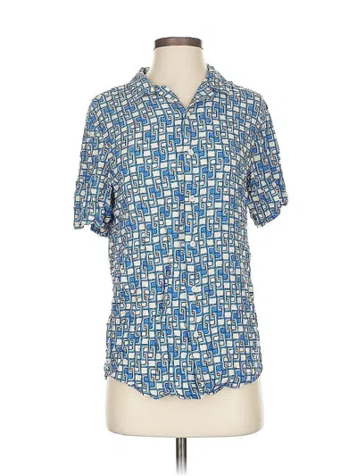 Pre-owned Unbranded Short Sleeve Blouse In Blue