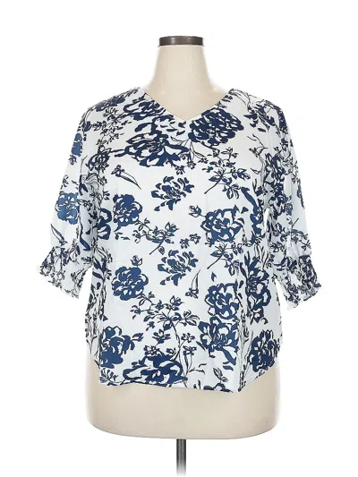 Pre-owned Unbranded Short Sleeve Blouse In Blue