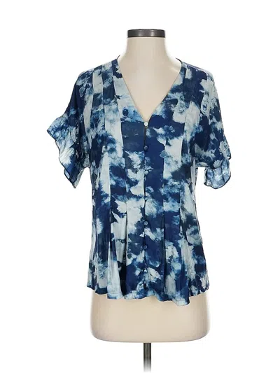 Pre-owned Unbranded Short Sleeve Blouse In Blue
