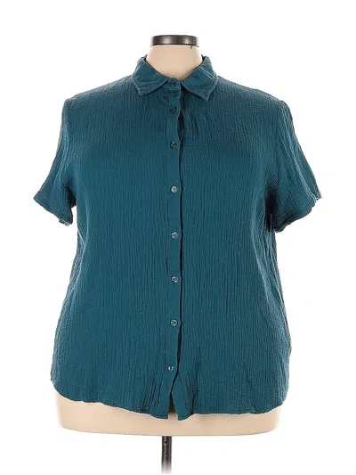 Pre-owned Unbranded Short Sleeve Blouse In Blue