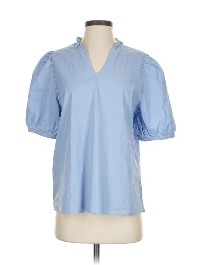 Pre-owned Unbranded Short Sleeve Blouse In Blue
