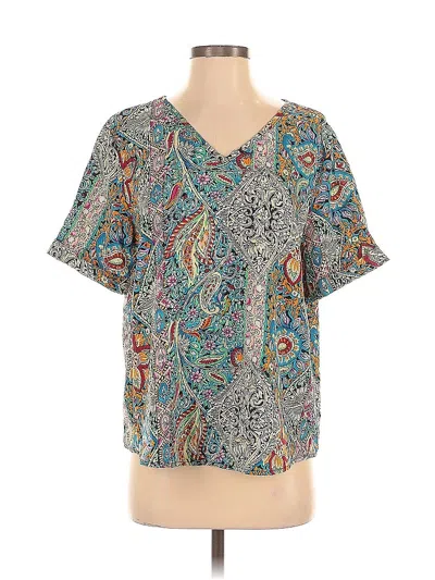 Pre-owned Unbranded Short Sleeve Blouse In Blue