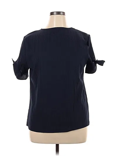 Pre-owned Unbranded Short Sleeve Blouse In Blue