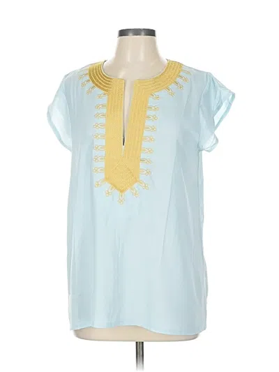 Pre-owned Unbranded Short Sleeve Blouse In Blue