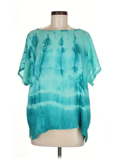 Pre-owned Unbranded Short Sleeve Blouse In Blue