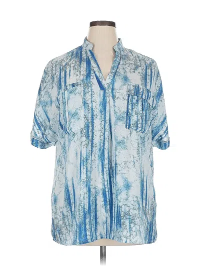 Pre-owned Unbranded Short Sleeve Blouse In Blue