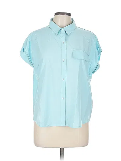 Pre-owned Unbranded Short Sleeve Blouse In Blue
