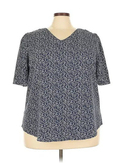 Pre-owned Unbranded Short Sleeve Blouse In Blue