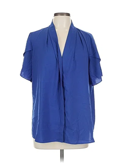 Pre-owned Unbranded Short Sleeve Blouse In Blue