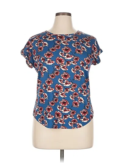 Pre-owned Unbranded Short Sleeve Blouse In Blue