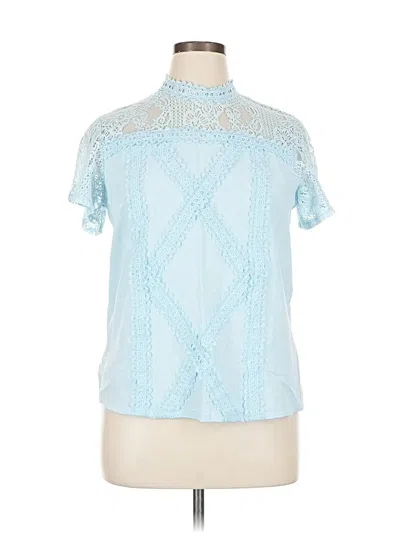 Pre-owned Unbranded Short Sleeve Blouse In Blue