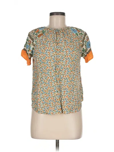 Pre-owned Unbranded Short Sleeve Blouse In Blue