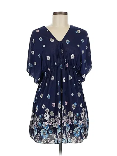 Pre-owned Unbranded Short Sleeve Blouse In Blue