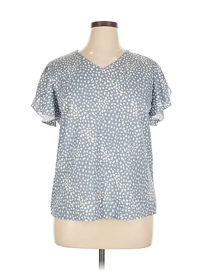 Pre-owned Unbranded Short Sleeve Blouse In Blue