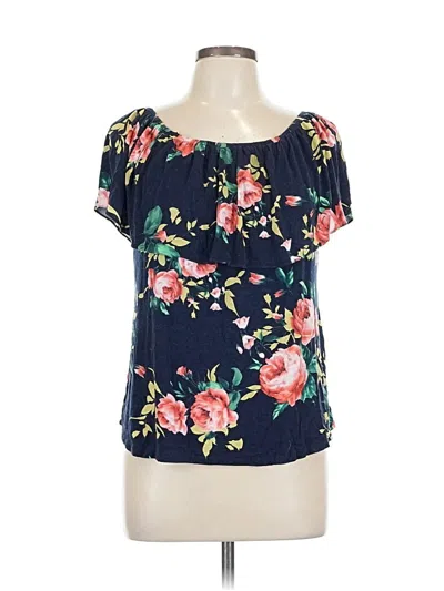 Pre-owned Unbranded Short Sleeve Blouse In Blue