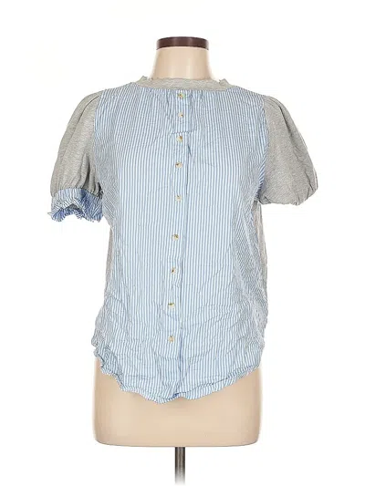 Pre-owned Unbranded Short Sleeve Blouse In Blue