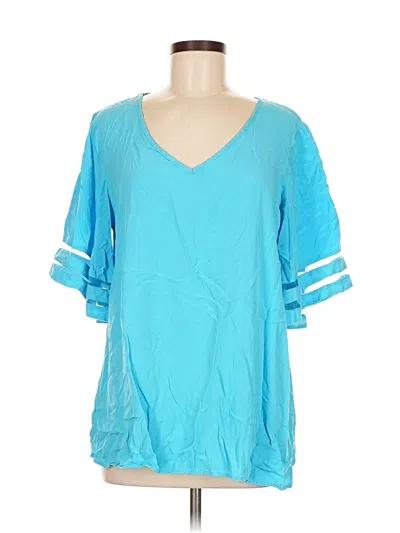Pre-owned Unbranded Short Sleeve Blouse In Blue