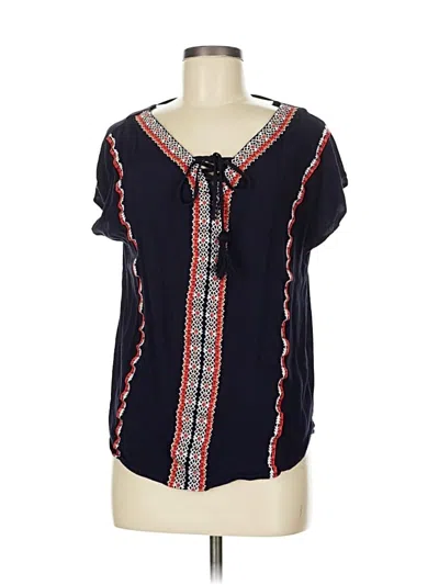 Pre-owned Unbranded Short Sleeve Blouse In Blue