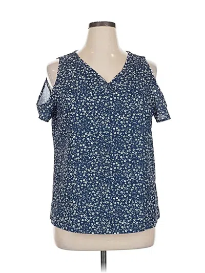 Pre-owned Unbranded Short Sleeve Blouse In Blue