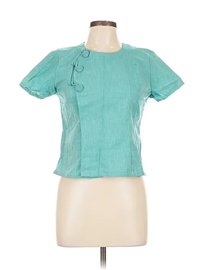 Pre-owned Unbranded Short Sleeve Blouse In Blue