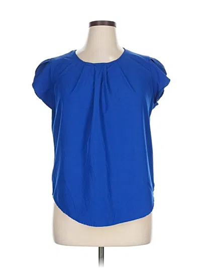 Pre-owned Unbranded Short Sleeve Blouse In Blue