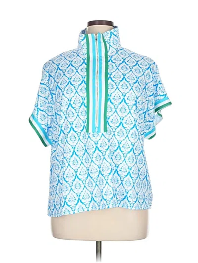 Pre-owned Unbranded Short Sleeve Blouse In Blue