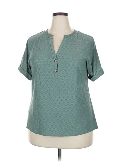 Pre-owned Unbranded Short Sleeve Blouse In Blue