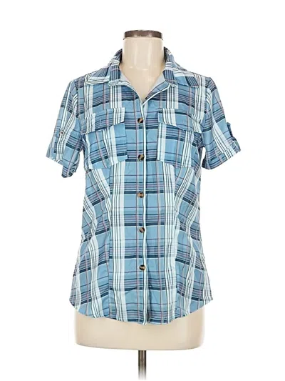 Pre-owned Unbranded Short Sleeve Blouse In Blue