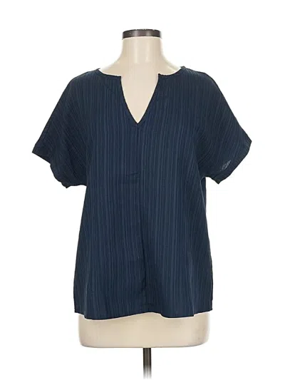 Pre-owned Unbranded Short Sleeve Blouse In Blue
