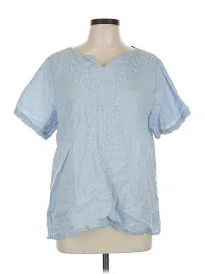 Pre-owned Unbranded Short Sleeve Blouse In Blue