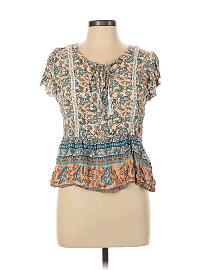 Pre-owned Unbranded Short Sleeve Blouse In Blue