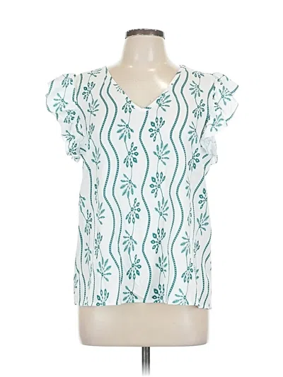 Pre-owned Unbranded Short Sleeve Blouse In Blue