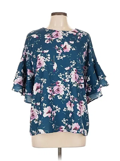 Pre-owned Unbranded Short Sleeve Blouse In Blue