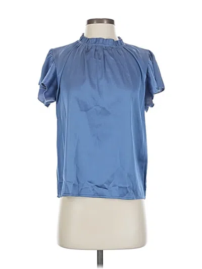 Pre-owned Unbranded Short Sleeve Blouse In Blue