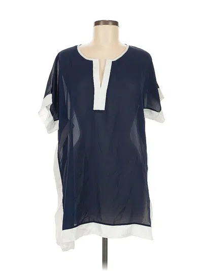 Pre-owned Unbranded Short Sleeve Blouse In Blue
