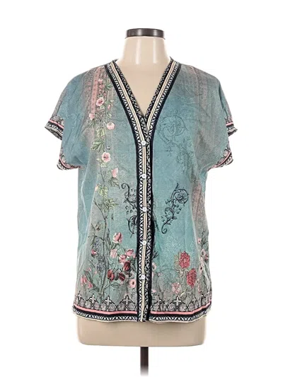 Pre-owned Unbranded Short Sleeve Blouse In Blue