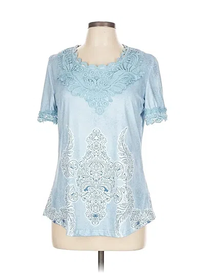 Pre-owned Unbranded Short Sleeve Blouse In Blue