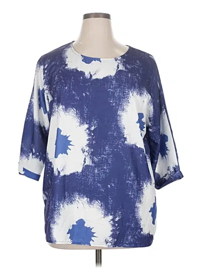 Pre-owned Unbranded Short Sleeve Blouse In Blue