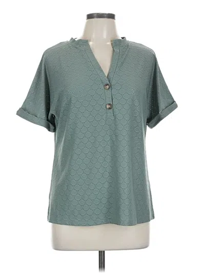 Pre-owned Unbranded Short Sleeve Blouse In Blue