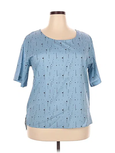 Pre-owned Unbranded Short Sleeve Blouse In Blue