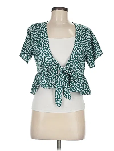 Pre-owned Unbranded Short Sleeve Blouse In Blue