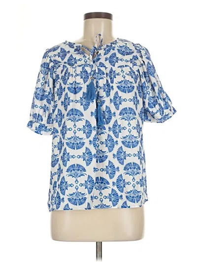Pre-owned Unbranded Short Sleeve Blouse In Blue