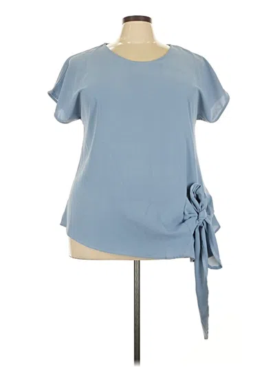 Pre-owned Unbranded Short Sleeve Blouse In Blue