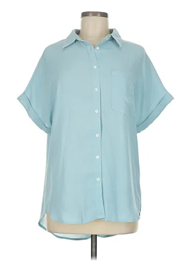 Pre-owned Unbranded Short Sleeve Blouse In Blue