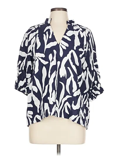 Pre-owned Unbranded Short Sleeve Blouse In Blue